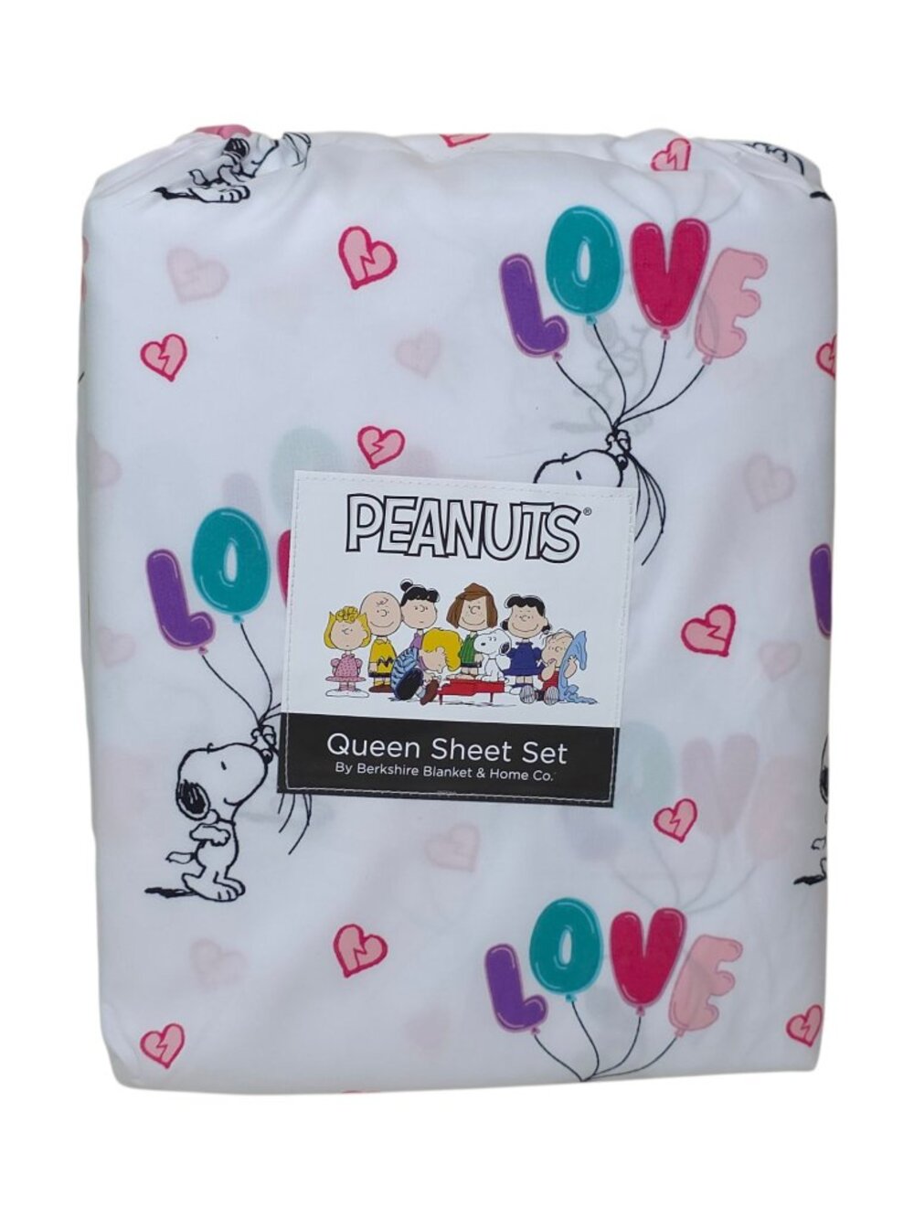Peanuts Love Balloon Snoopy Queen Sheet Set Valentines Bedding Heart